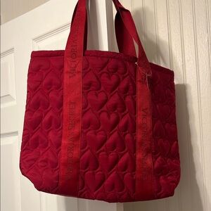 Victoria's Secret Red Quilted Heart Tote